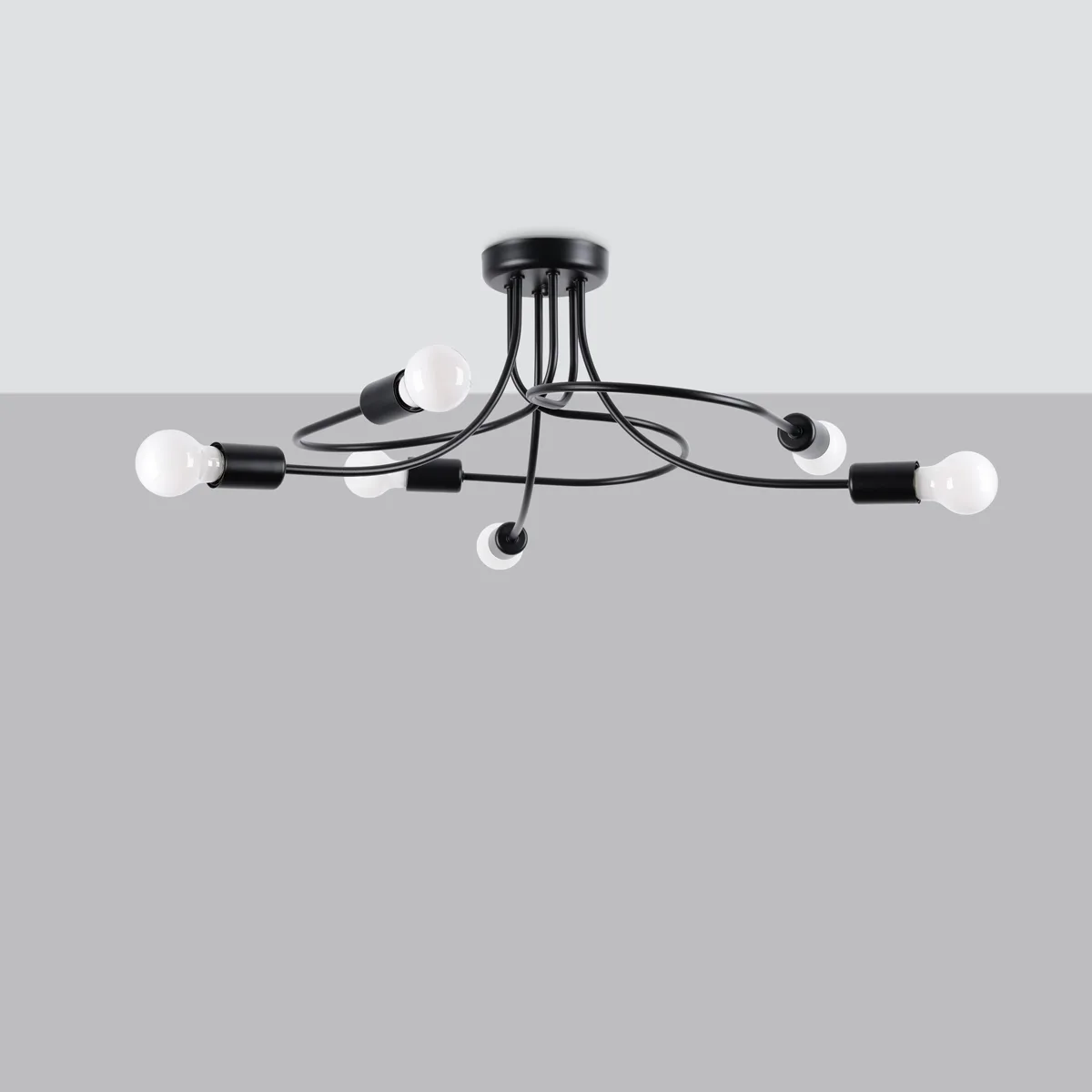 Levar Chandelier - 6 Light / Black Multi Arm Ceiling Lights Great Lighting UK Ltd