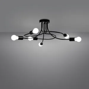 Levar Chandelier - 6 Light / Black Multi Arm Ceiling Lights Great Lighting UK Ltd