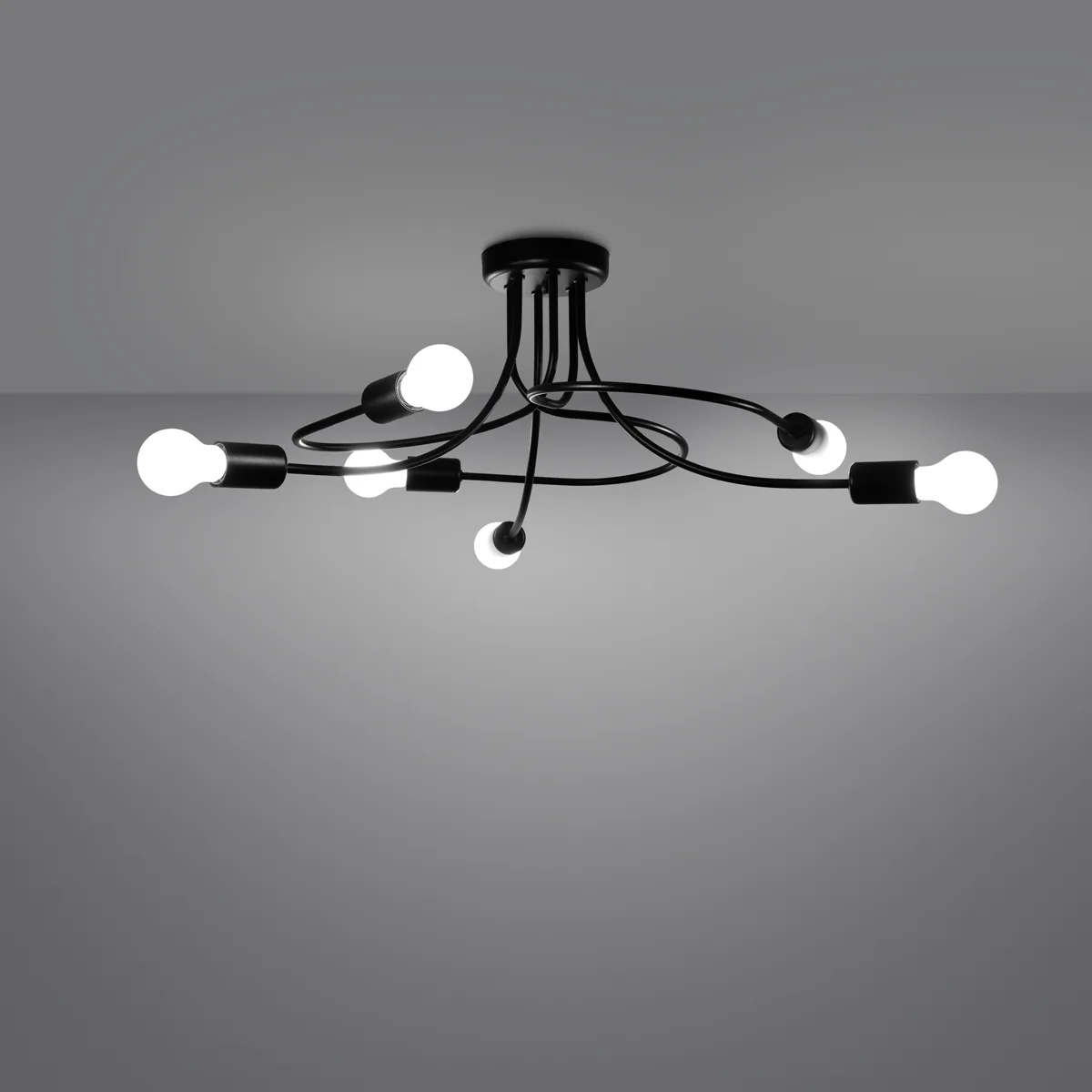 Levar Chandelier - 6 Light / Black Multi Arm Ceiling Lights Great Lighting UK Ltd