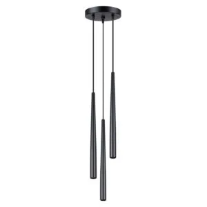 Bliss 3-Light Pendant - Black Cylinder & Pendant Clusters Great Lighting UK Ltd