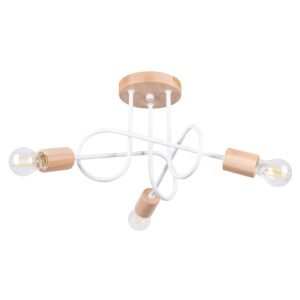 Chandelier Ember 3 White / Natural Wood Ceiling Chandeliers Great Lighting UK Ltd