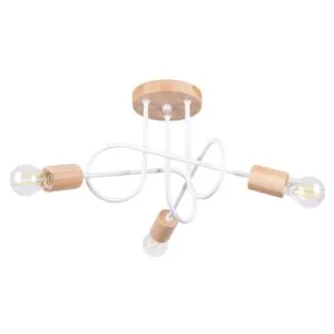 Wooden Ceiling Light Ember Three Light White Wooden Lighting Great Lighting UK Ltd