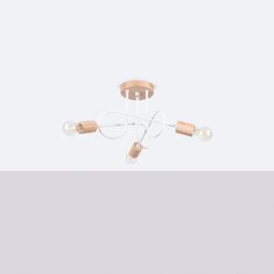 Chandelier Ember 3 White / Natural Wood Ceiling Chandeliers Great Lighting UK Ltd