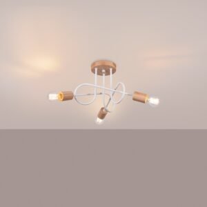 Chandelier Ember 3 White / Natural Wood Ceiling Chandeliers Great Lighting UK Ltd