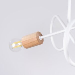 Chandelier Ember 3 White / Natural Wood Ceiling Chandeliers Great Lighting UK Ltd