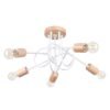 Chandelier Ember 5 White / Natural Wood Bedroom Ceiling Lights Great Lighting UK Ltd