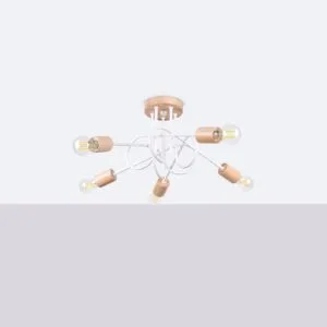 Wooden Ceiling Light Ember Five Light White Bedroom Ceiling Lights Great Lighting UK Ltd