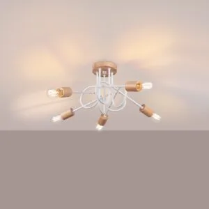 Wooden Ceiling Light Ember Five Light White Bedroom Ceiling Lights Great Lighting UK Ltd