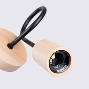 Wall Lamp Ember Black / Natural Wood Single Wall Lights Great Lighting UK Ltd