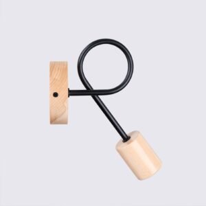 Wall Lamp Ember Black / Natural Wood Single Wall Lights Great Lighting UK Ltd