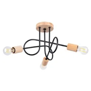 Wooden Ceiling Light Ember Three Light Black Wooden Lighting Great Lighting UK Ltd