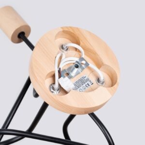 Chandelier Ember 3 Black / Natural Wood Ceiling Chandeliers Great Lighting UK Ltd