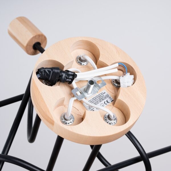 Chandelier Ember 5 Black / Natural Wood New Arrivals Great Lighting UK Ltd