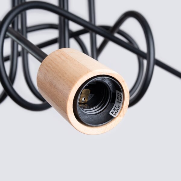 Chandelier Ember 5 Black / Natural Wood New Arrivals Great Lighting UK Ltd