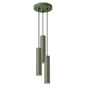 Lagos 3-Light Cluster Pendant - Olive Green Cylinder & Pendant Clusters Great Lighting UK Ltd