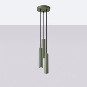 Pendant Lamp Lagos 3p Olive Green Multi Pendants Great Lighting UK Ltd