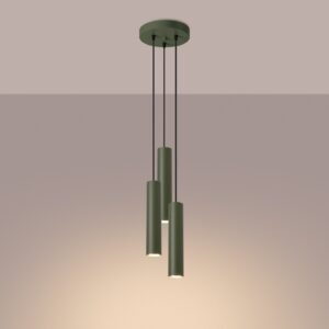 Pendant Lamp Lagos 3p Olive Green Multi Pendants Great Lighting UK Ltd