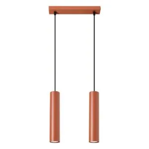 Lagos Twin Pendant Light - Red Ochre Bar & Linear Pendant Lights Great Lighting UK Ltd