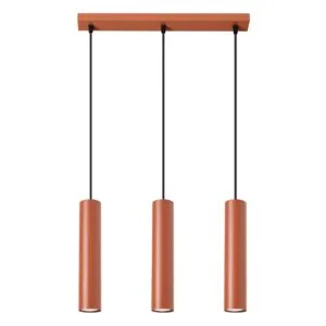 Lagos 3-Light Linear Pendant - Red Ochre Bar & Linear Pendant Lights Great Lighting UK Ltd