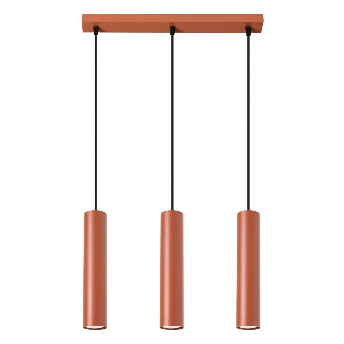 Lagos 3-Light Linear Pendant - Red Ochre Bar & Linear Pendant Lights Great Lighting UK Ltd