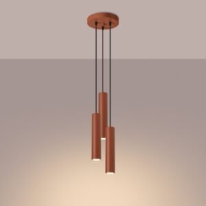 Pendant Lamp Lagos 3p Red Ochre Multi Pendants Great Lighting UK Ltd
