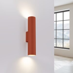 Lagos Twin Wall Light - Red Ochre Double Wall Lights Great Lighting UK Ltd