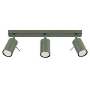 Ring 3-Light Ceiling Bar - Olive Green 3 Light Spotlights Great Lighting UK Ltd