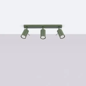 Ring 3-Light Ceiling Bar - Olive Green 3 Light Spotlights Great Lighting UK Ltd
