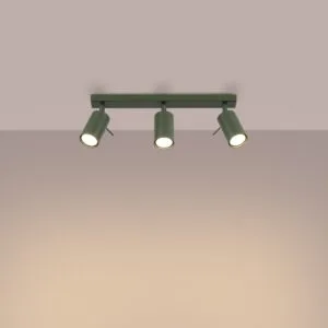 Ring 3-Light Ceiling Bar - Olive Green 3 Light Spotlights Great Lighting UK Ltd