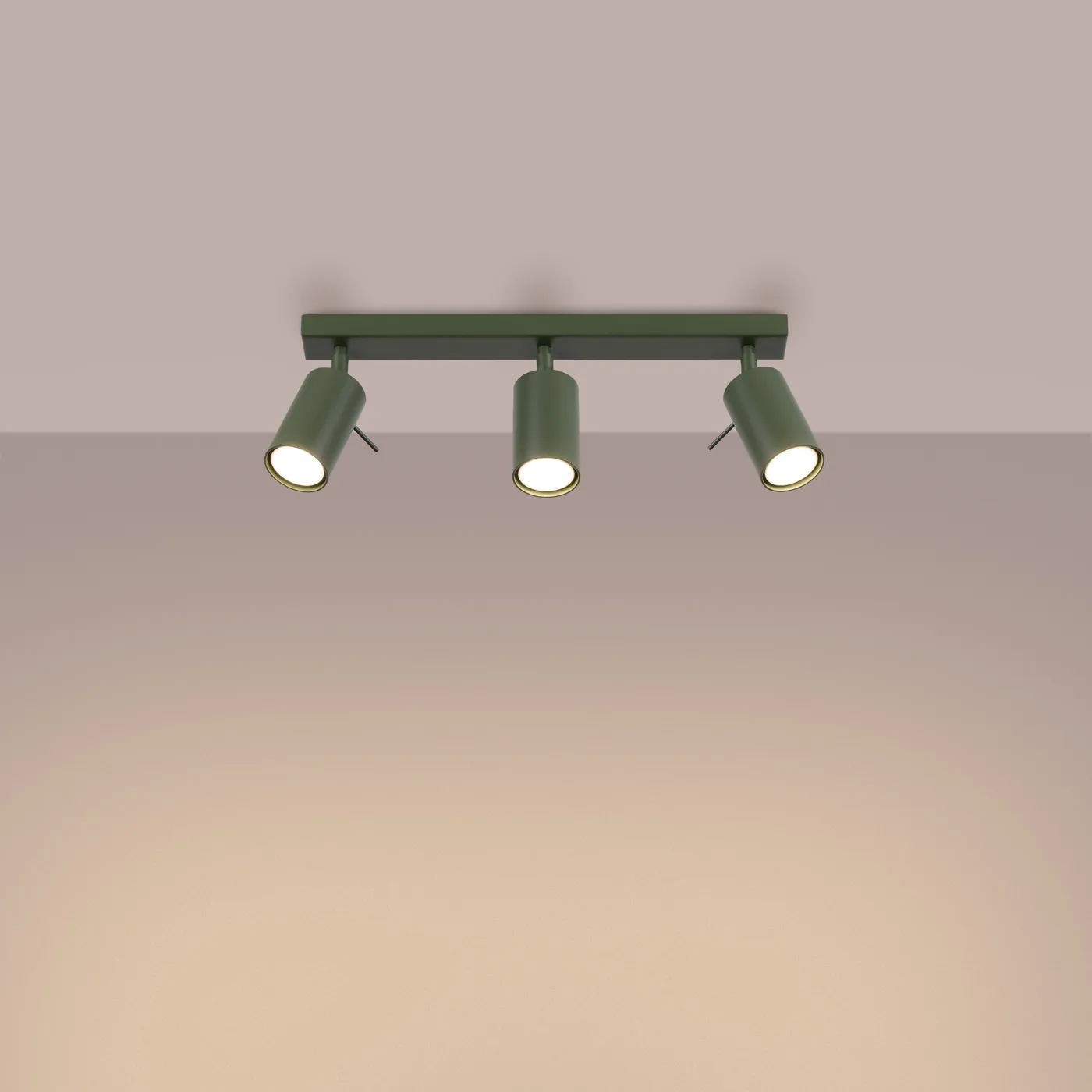 Ring 3-Light Ceiling Bar - Olive Green 3 Light Spotlights Great Lighting UK Ltd
