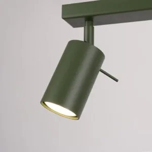 Ring 3-Light Ceiling Bar - Olive Green 3 Light Spotlights Great Lighting UK Ltd