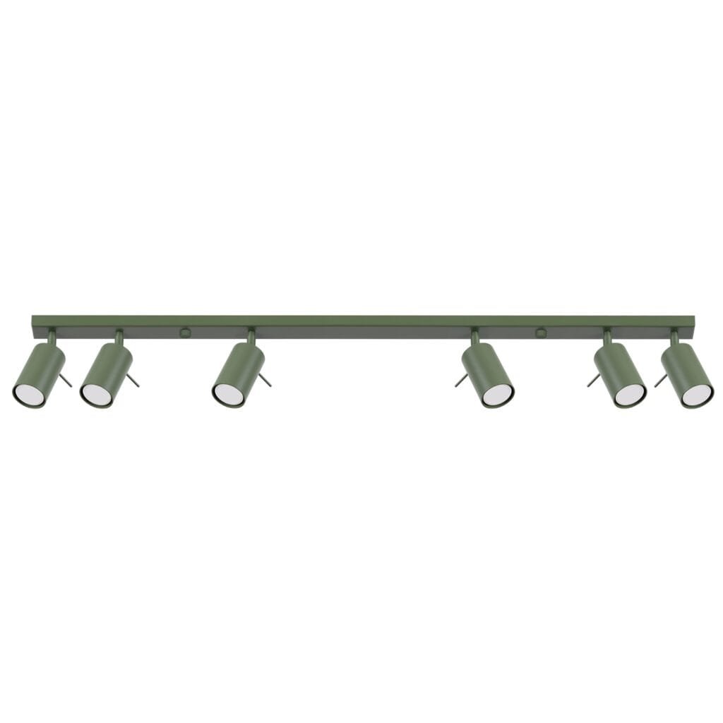 Ring 6-Light Ceiling Bar - Olive Green 6 Light Spotlights Great Lighting UK Ltd