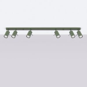 Ring 6-Light Ceiling Bar - Olive Green 6 Light Spotlights Great Lighting UK Ltd