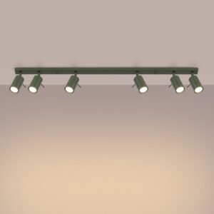Ring 6-Light Ceiling Bar - Olive Green 6 Light Spotlights Great Lighting UK Ltd