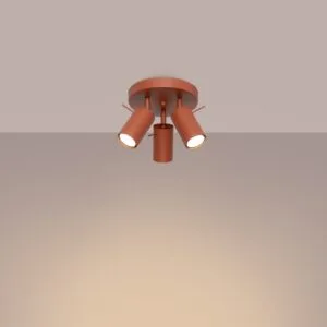 Ring 3-Light Ceiling Bar - Red Ochre / B Bedroom Ceiling Lights Great Lighting UK Ltd