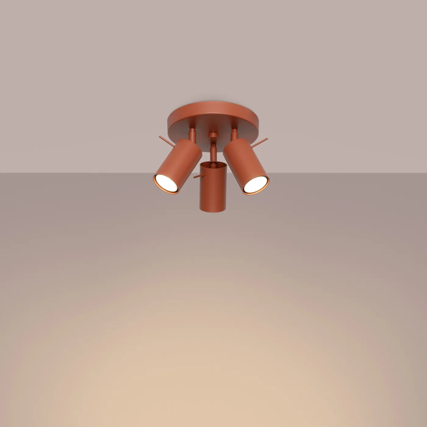 Ring 3-Light Ceiling Bar - Red Ochre / B Bedroom Ceiling Lights Great Lighting UK Ltd