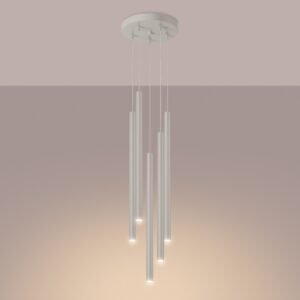 Pendant Lamp Pastelo 5p Ivory Multi Pendants Great Lighting UK Ltd