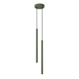Pastelo Twin Pendant Light - Olive Green Coloured Pendant Lights Great Lighting UK Ltd
