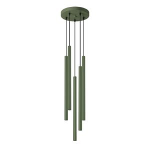 Pendant Lamp Pastelo 5p Olive Green Multi Pendants Great Lighting UK Ltd
