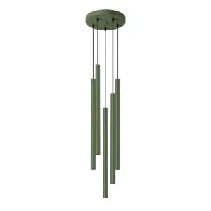 Pastelo 5-Light Cluster Pendant - Olive Green Coloured Pendant Lights Great Lighting UK Ltd