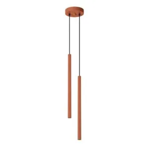 Pastelo Twin Pendant Light - Red Ochre Cylinder & Pendant Clusters Great Lighting UK Ltd