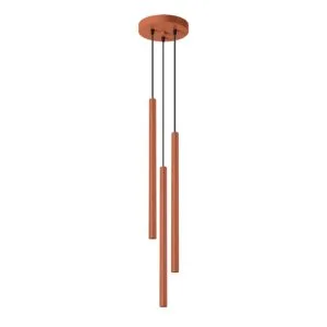 Pastelo 3-Light Cluster Pendant - Red Ochre Cylinder & Pendant Clusters Great Lighting UK Ltd