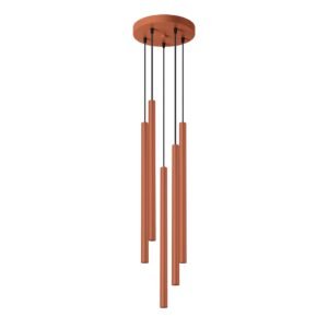 Pendant Lamp Pastelo 5p Red Ochre Multi Pendants Great Lighting UK Ltd