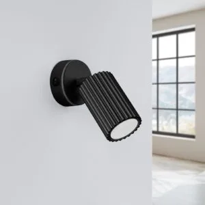 Karbon Wall Light - Black / With Switch Black Wall Lights Great Lighting UK Ltd