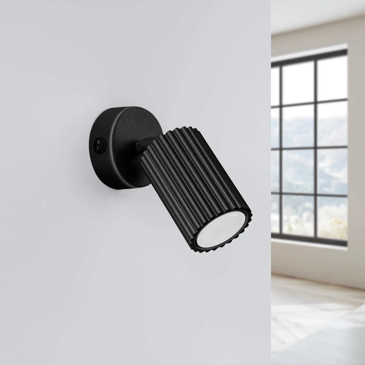 Karbon Wall Light - Black / With Switch Black Wall Lights Great Lighting UK Ltd