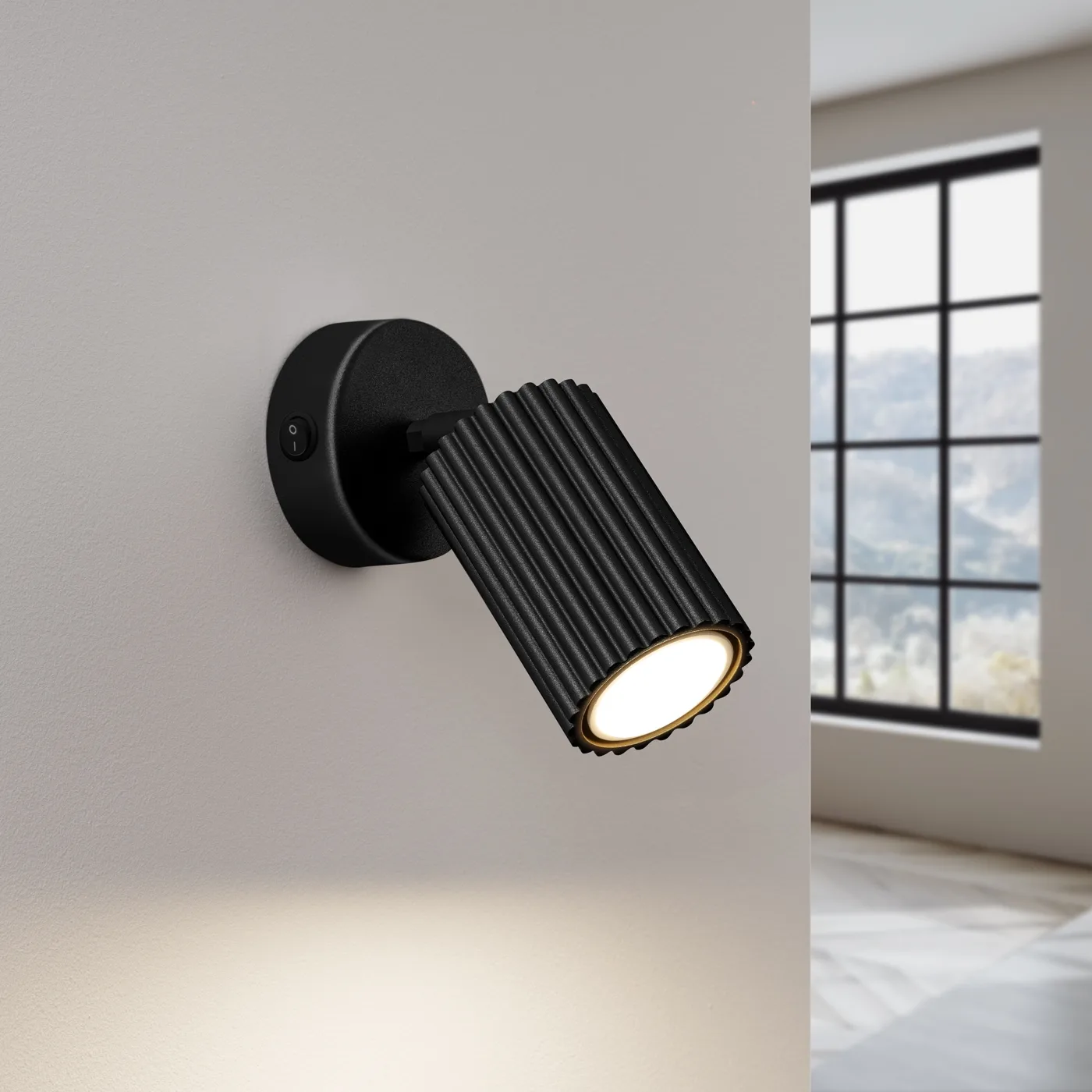 Karbon Wall Light - Black / With Switch Black Wall Lights Great Lighting UK Ltd