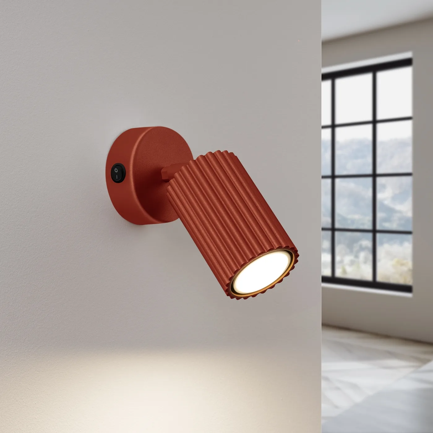 Karbon Wall Light - Red Ochre / Medium Modern Adjustable Wall Lights Great Lighting UK Ltd