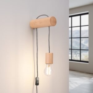 Wall Lamp Nimbi Natural Wood / White / Black Single Wall Lights Great Lighting UK Ltd
