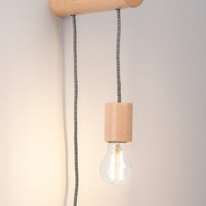 Wall Lamp Nimbi Natural Wood / White / Black Single Wall Lights Great Lighting UK Ltd
