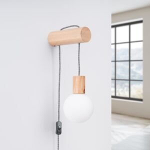 Wall Lamp Nimbi Natural Wood / White / Black Single Wall Lights Great Lighting UK Ltd